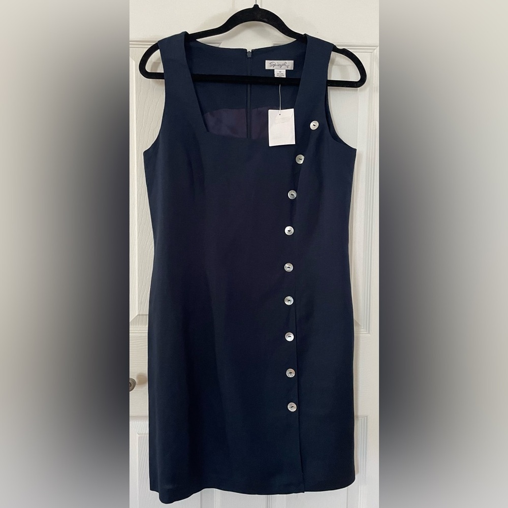 Spiegel Navy Sleevless Button-Down Dress